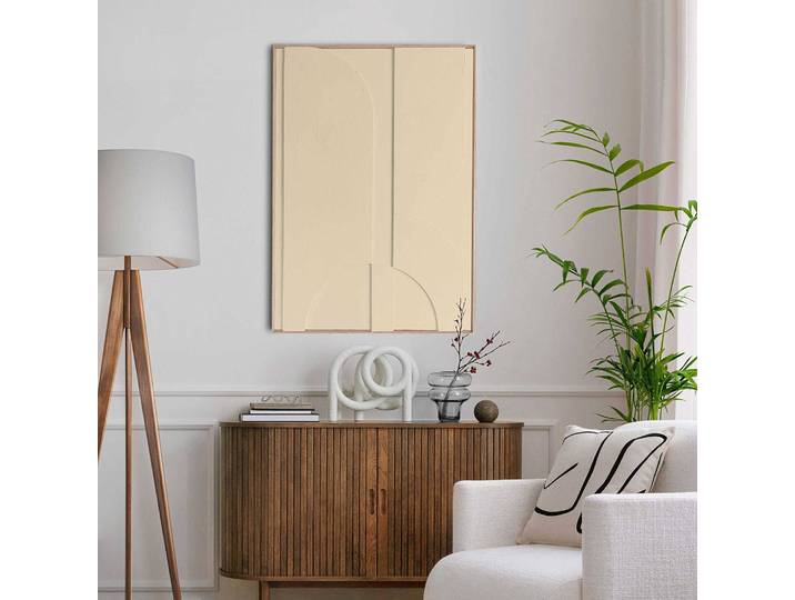 Tableau déco Relief Mars Cadre en MDF laminé, avec plâtre Beige/Beige 70 x 100 x 3cm