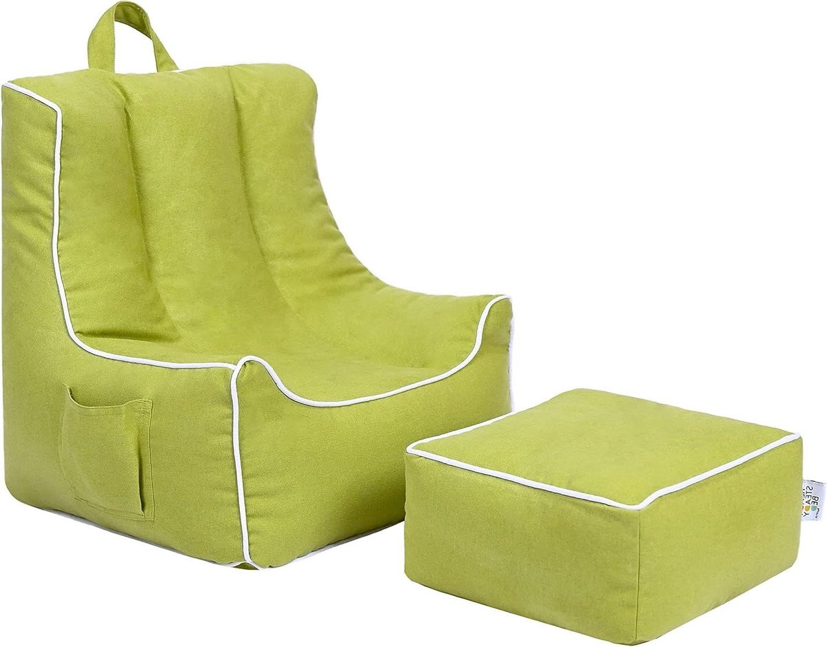 Ergonomische Kinder Zitzak Fauteuil Poef - Lime - Hoogte: 54 cm