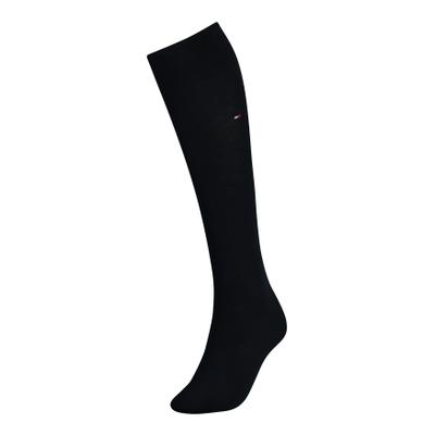 Kniestrümpfe TOMMY HILFIGER "TH WOMEN KNEEHIGH", Damen, Gr. 35-38, schwarz (midnight blau), Baumwollmischung, uni, normal, Socken Kniestrümpfe, mit kleinem Flag-Label