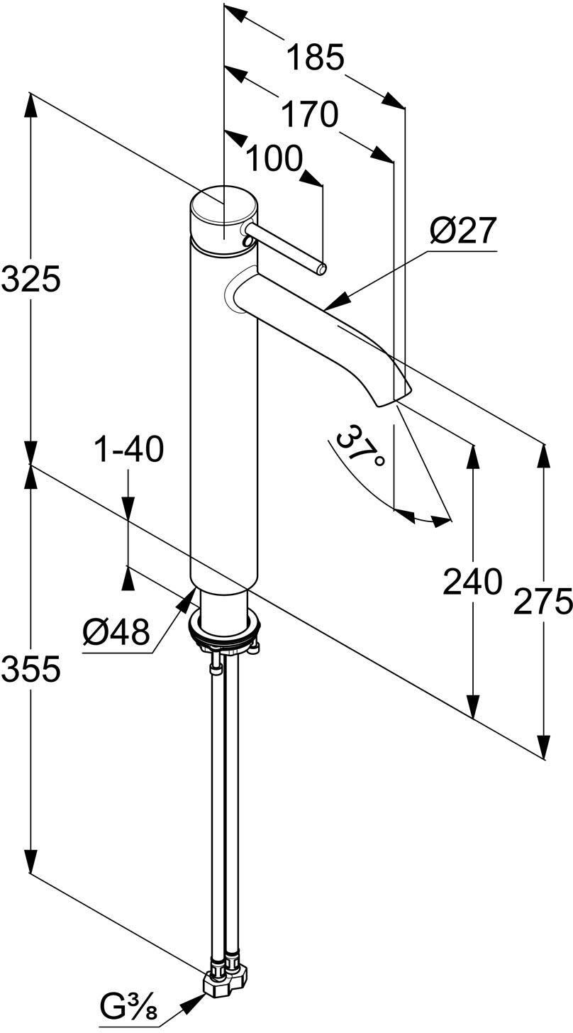 Kludi BOZZ Waschschüssel-Einhandmischer Höhe 32,5 cm