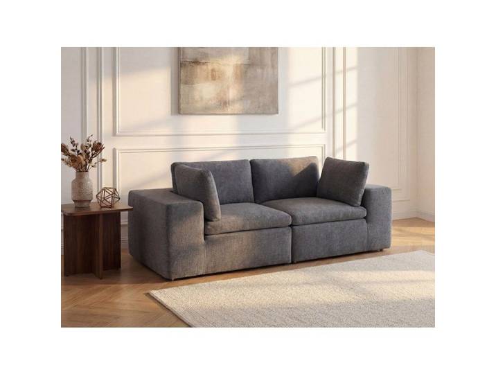 Canapé 2 places modulable compressé en tissu gris anthracite CORTOLINE
