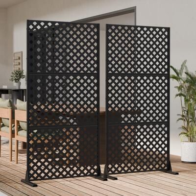 Lirago 2Pcs Outdoor Freestanding Metal Privacy Screen Decorative Partition Panel for Patio Garden Balcony