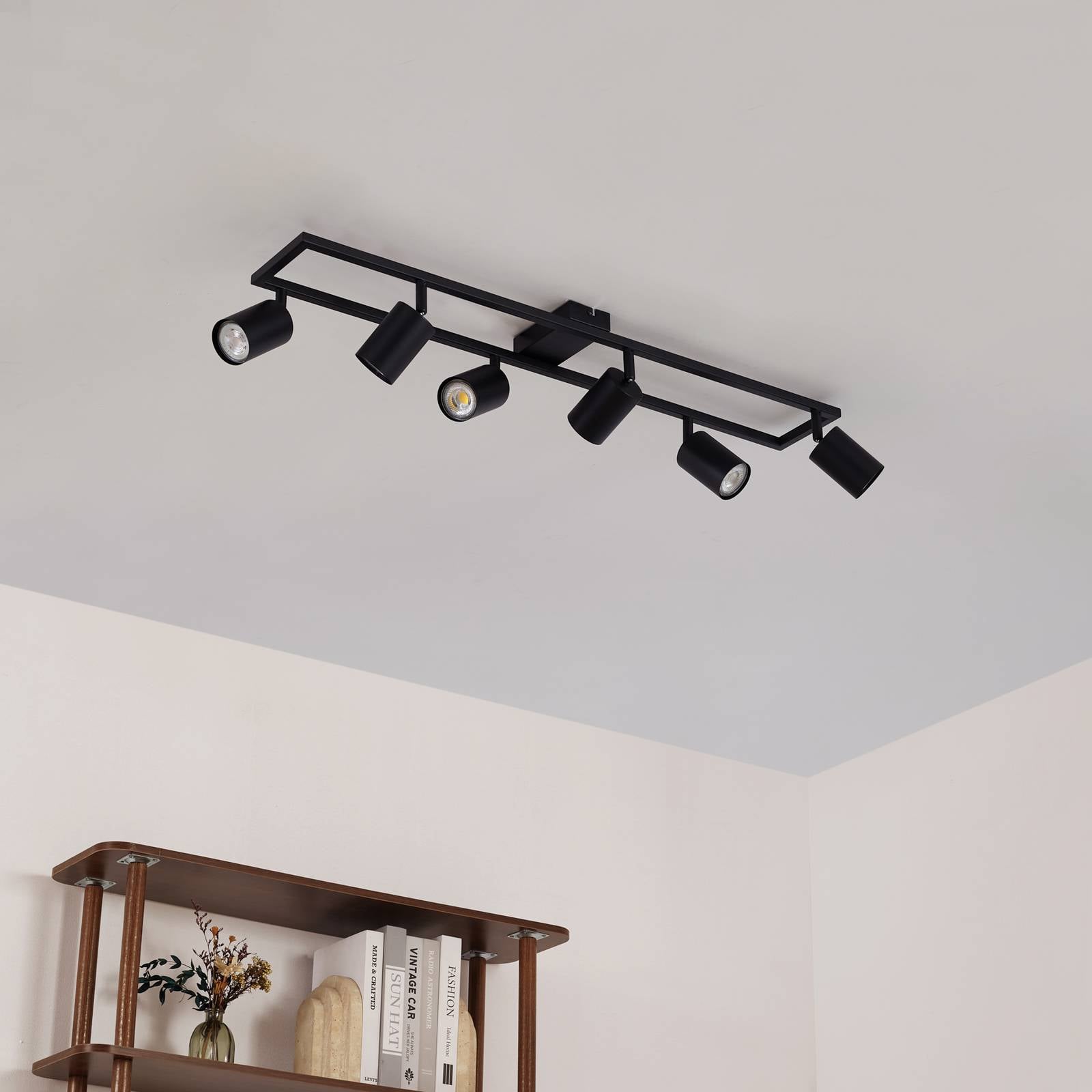 Lindby Deckenstrahler Bravius, schwarz, 6-flammig, Eisen Bravius Lindby, dimmbar, schwarz, für Flurbereich, Metall, Modern, Strahler