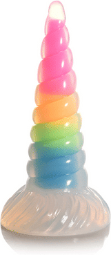 Creature Cocks by XR Brands UniGlow - Gode Brille dans le Noir Silicone Rainbow - 19.5 cm