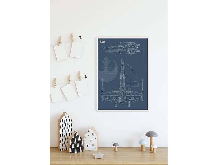 Wandbild Blueprint X-Wing Fotopapier mit seidenmatter Oberfläche und hoher Lichtbeständigkeit Multicolor 50 x 70cm