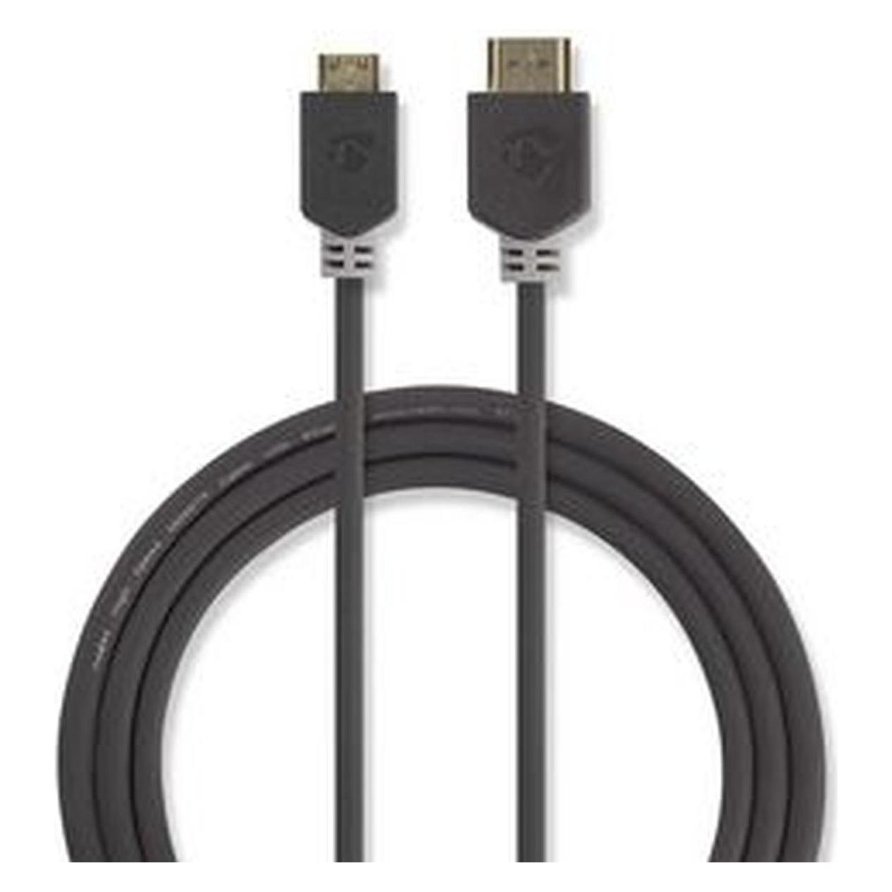 Nedis High Speed??HDMI T Kabel mit Ethernet HDMIT Stecker HDMIT Mini Stecker 4K@60Hz 18 Gbps 2.00 m (2 m) (CVBW34500AT20)