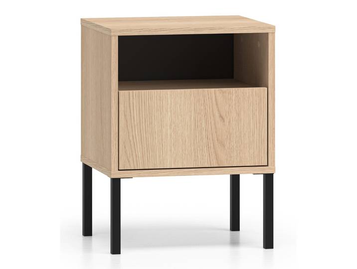 Nachttisch Barnee mit Nische und Schublade, 40 cm, Lindberg-Eiche