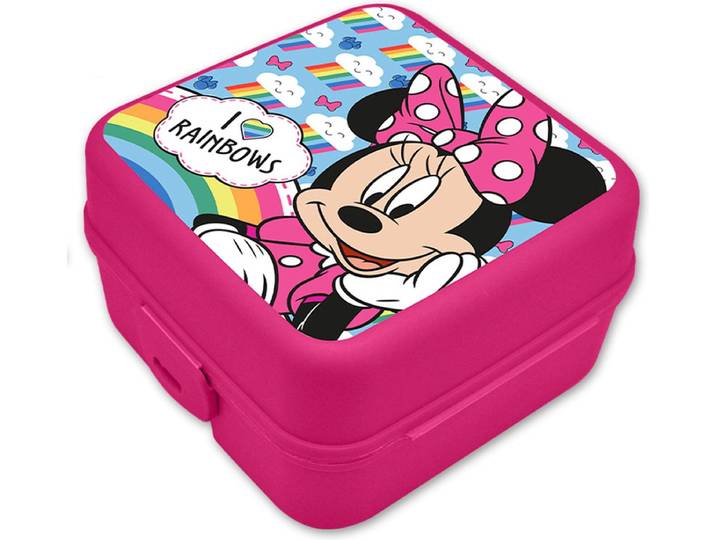 Disney Minnie Mouse broodtrommel/lunchbox voor kinderen - roze - kunststof - 14 x 8 cm