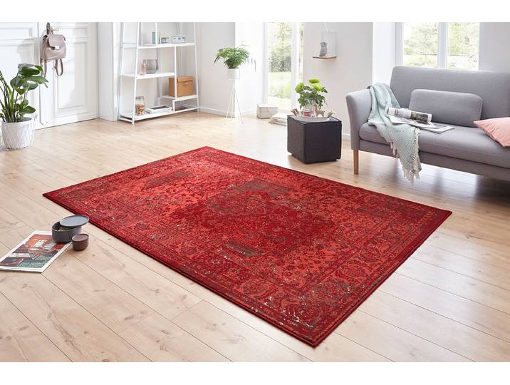 Kurzflorteppich Plume Rot/Rot 80 x 0 x 150cm Polypropylen / Jute