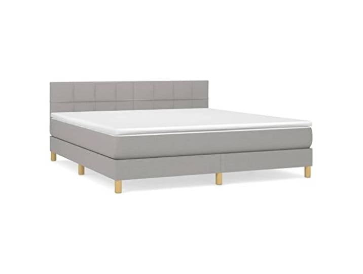 PUGYNBK Boxspringbett, 160 x 200 cm, Hellgrau Verstellbares Kopfteil, Taschenfederkernmatratze, mittlere Festigkeit, atmungsaktiv