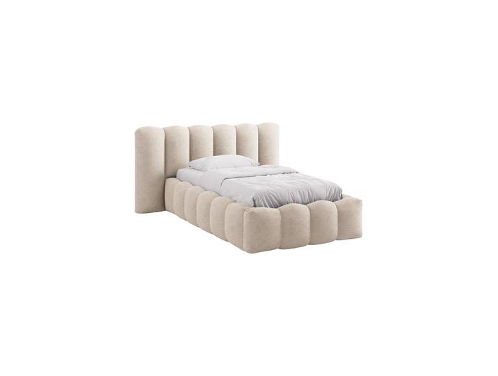 Design Einzel-Polsterbett „Lupine“ mit Ablagefach Bouclé Beige Chosen by Bloomingloft
