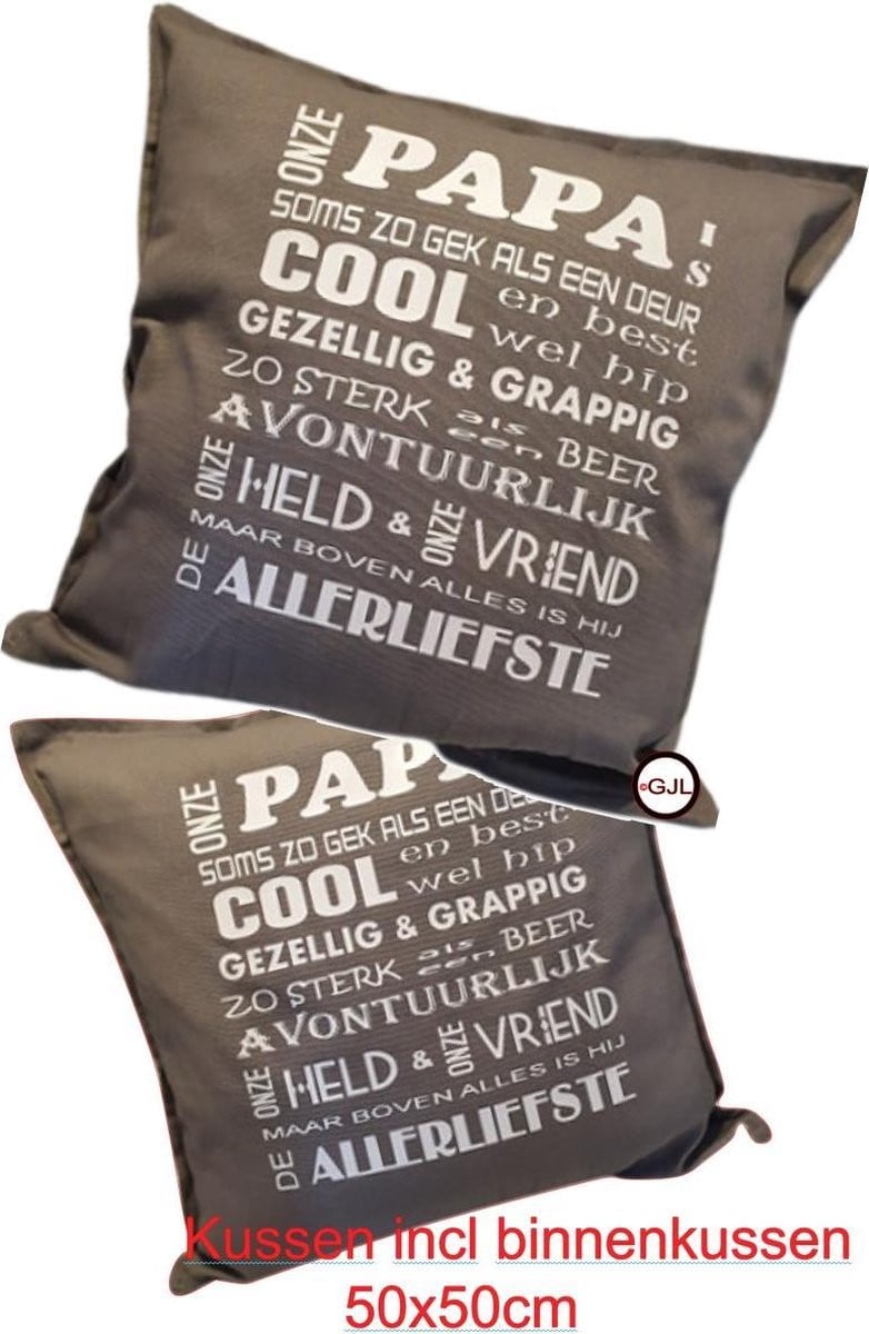 Handgemaakt katoenen sierkussen Papa Spreuk Quote Decoratie - Unisex