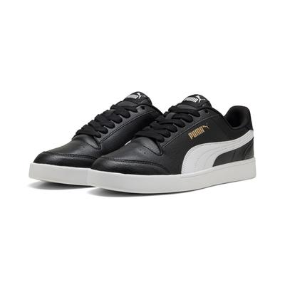 Sneaker PUMA "SHUFFLE", Damen, Gr. 46, schwarz-weiß (puma schwarz, puma weiß, puma team gold), Schuhe Sneaker, mit perforiertem Obermaterial, atmungsaktiv, mit SOFTFOAM+ Dämpfung