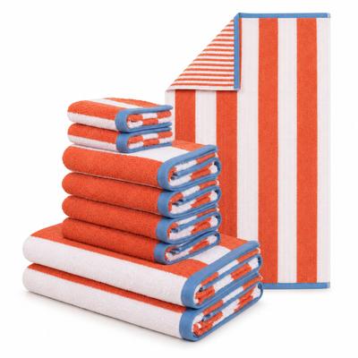 Handtuch Set OTTO HOME "Elenna, Handtücher, 100% Baumwolle, 500 gr/m², 8-tlg.", orange, 8, Frottier, Frottier, Obermaterial: 100% Baumwolle, Handtuch-Sets, Duschtücher, Handtücher, Gästehandtücher, modern, Streifen