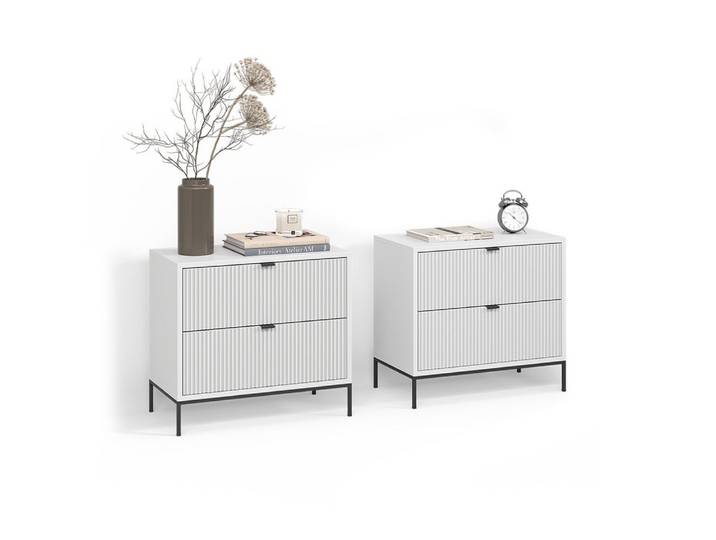 Livinity® Nachtschrank Aterno, Weiß, 2er Set (2-St)