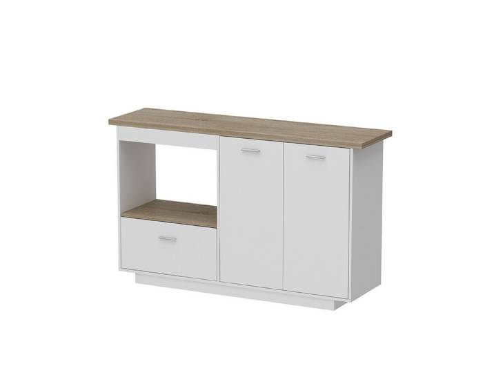 HOMSEE Kücheninsel mit Klapp-Arbeitsplatte, Schublade & verstellbaren Böden, Multifunktional als Frühstückstheke & Kaffeebar, 150×40–80×93 cm