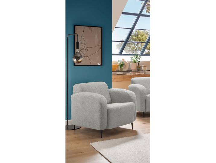 Cocktailsessel, Luxus-Microfaser, Silber, 85×76×90 cm, Gepolstert, Modern, Inosign