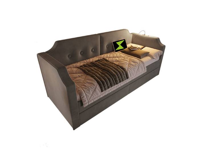 Odikalo Schlafsofa Jugendbett Polsterbett Stauraum Schubladen Holz(Ohne Matratze)90x200cm