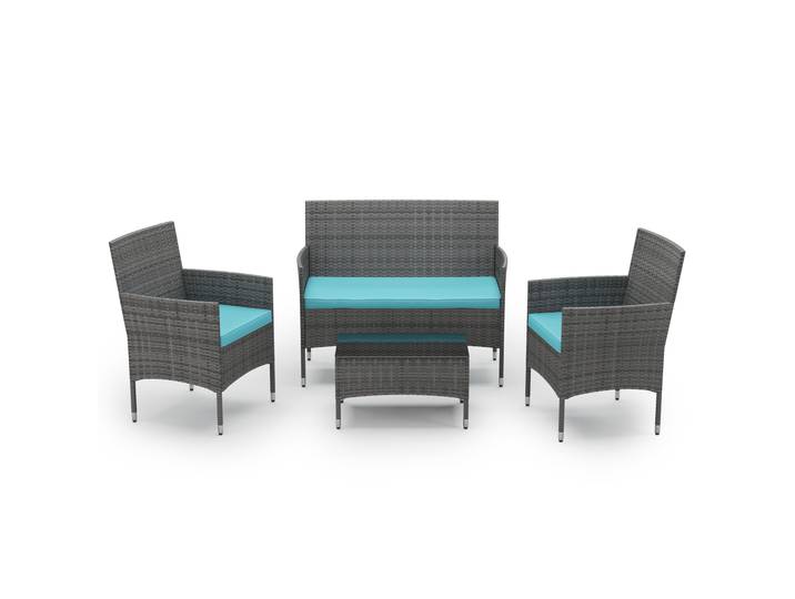 Gartenset Rattan MALIA grau/türkis