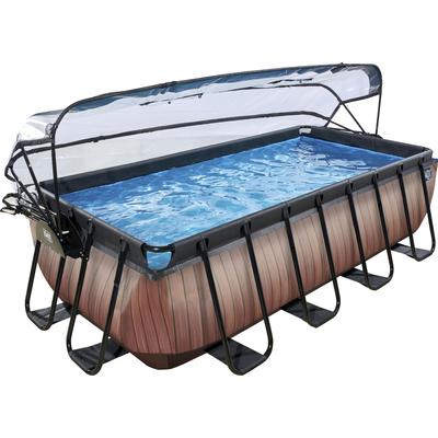 Framepool EXIT "inkl. Poolabdeckung und Wärmepumpe", braun, B:200cm H:100cm L:400cm, Schwimmbecken, 5-tlg., BxLxH: 200x400x100 cm, mit Sandfilteranlage und Poolleiter