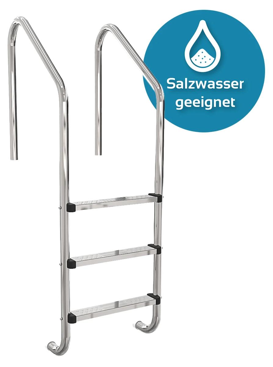 Einstiegsleiter Edelstahl V4A | weites Modell | 3 Edelstahlstufen
