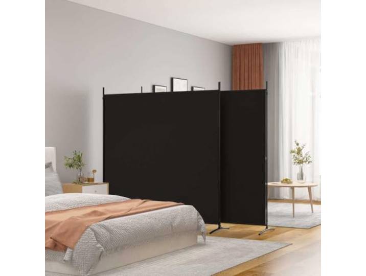 NLQMSU Trennwand, 3 Teile, Schwarz, 525 x 180 cm, Stoff, faltbar Atmungsaktiver Stoff, faltbares Design, einfache Montage, lichtdurchlässig, vielseitig einsetzbar, Raumteiler