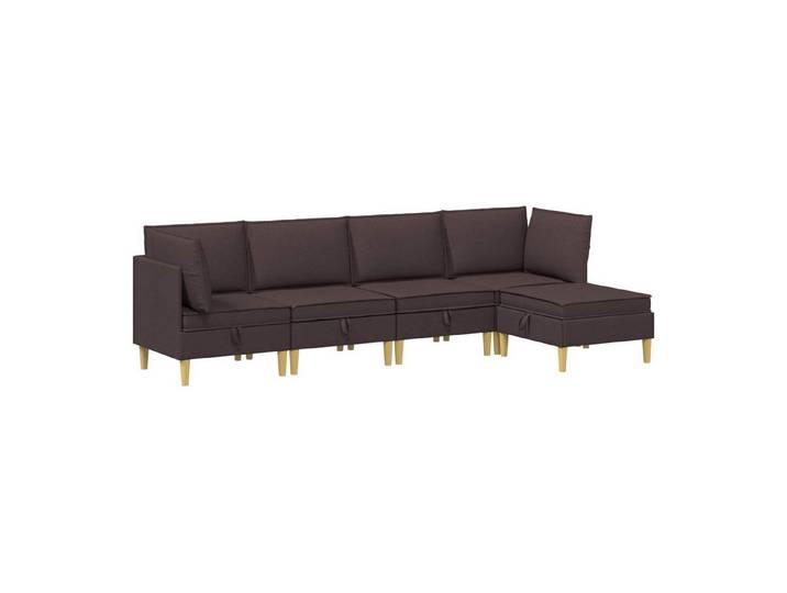 vidaXL Sitzgruppe Modular Sofa Set mit Stauraum 5 stk. Dunkelbraun Stoff, (5-tlg)