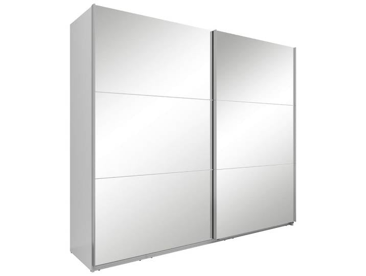 Boxxx Schwebetürenschrank, Weiß, Glas, 3 Fächer, 250x216x64 cm, Schlafzimmer, Kleiderschränke, Kleiderschränke mit Spiegel