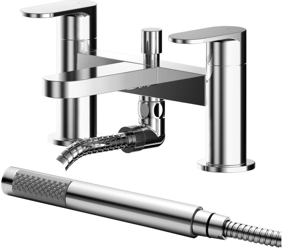 Nuie Binsey 2 Handle Deck Bath Shower Mixer Bath Filler with Diverter Chrome 110cm