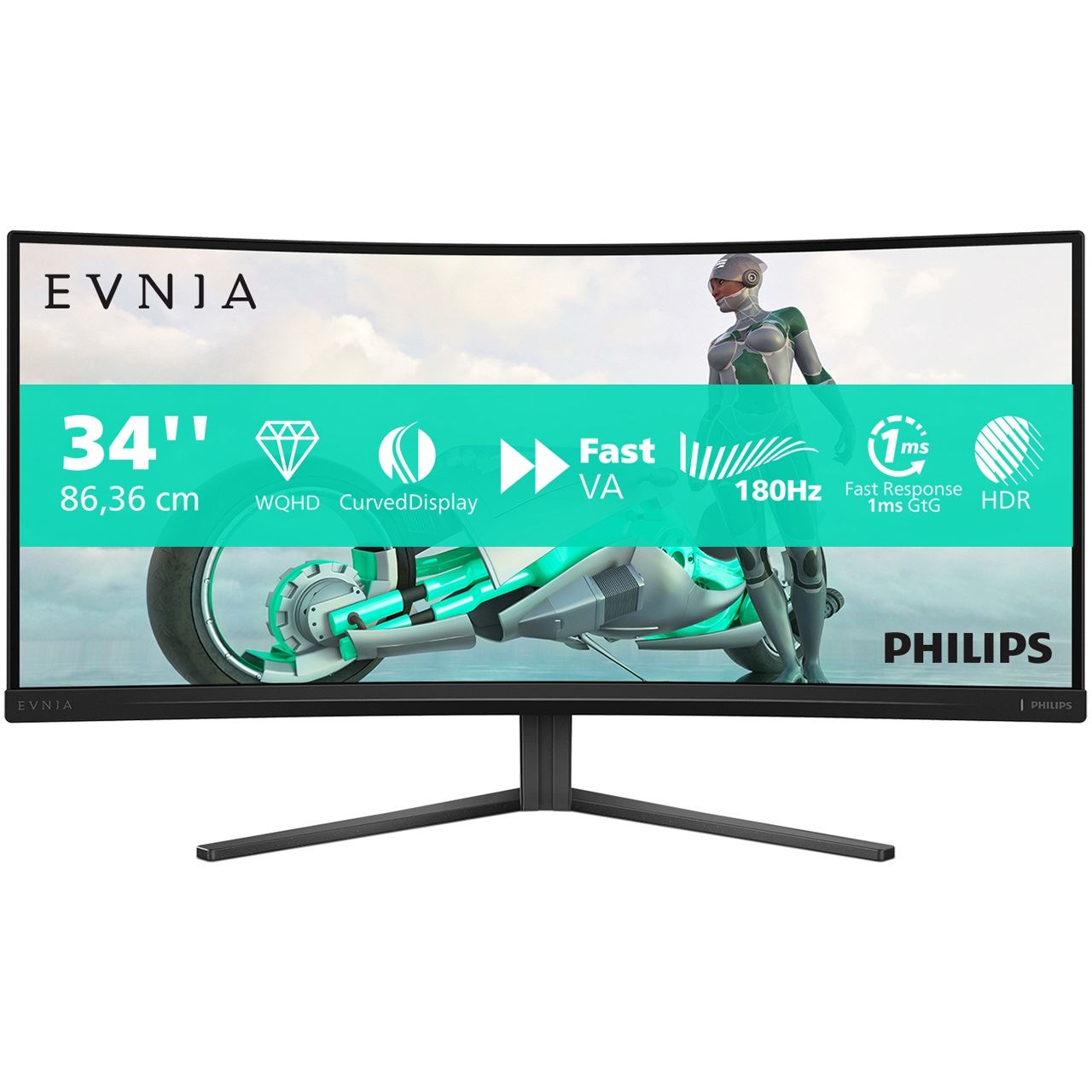 34" (86,36cm) Philips Evnia 3000 34M2C3500L schwarz 3440x1440 1xDisplayPort 1.4 / 2xHDMI