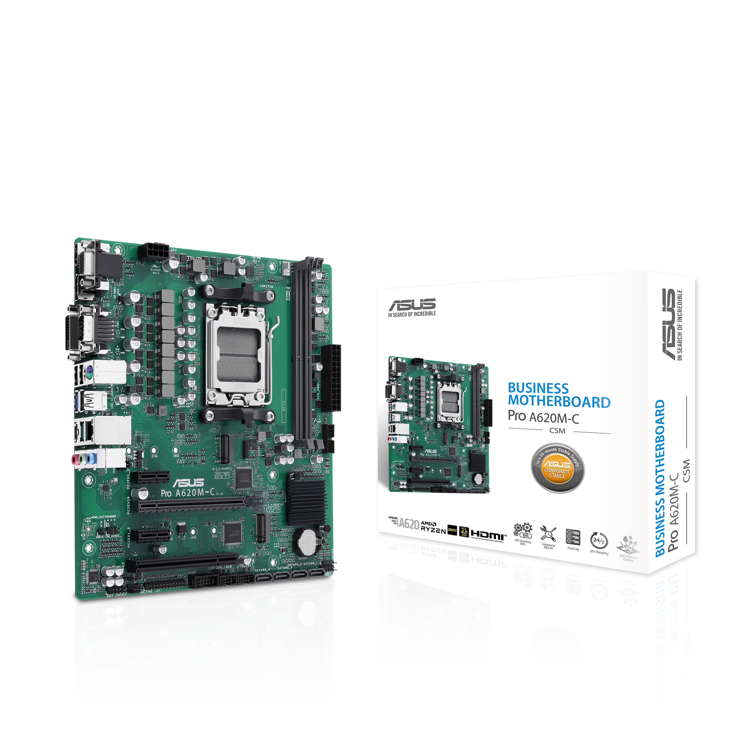 ASUS PRO A620M-C-CSM Micro-ATX Mainboard - Sockel AM5