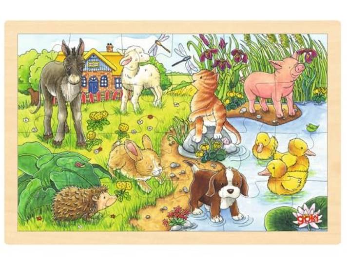 Goki 57890 - inlegpuzzel - dierkinderen II