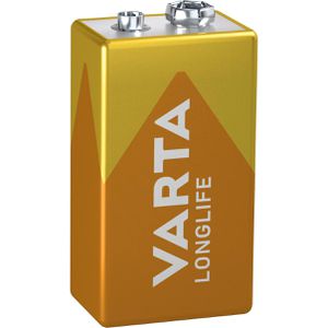 Varta Batterien Longlife 4122, Alkaline, 9V, 10 Jahre lagerfähig, E-Block / 6LR61, 1 Stück