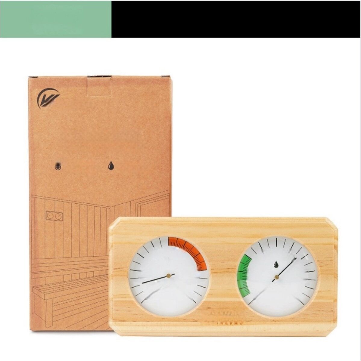 INF Thermomètre mural en bois pour sauna et hammam - Jauge analogique haute température 20-120°C