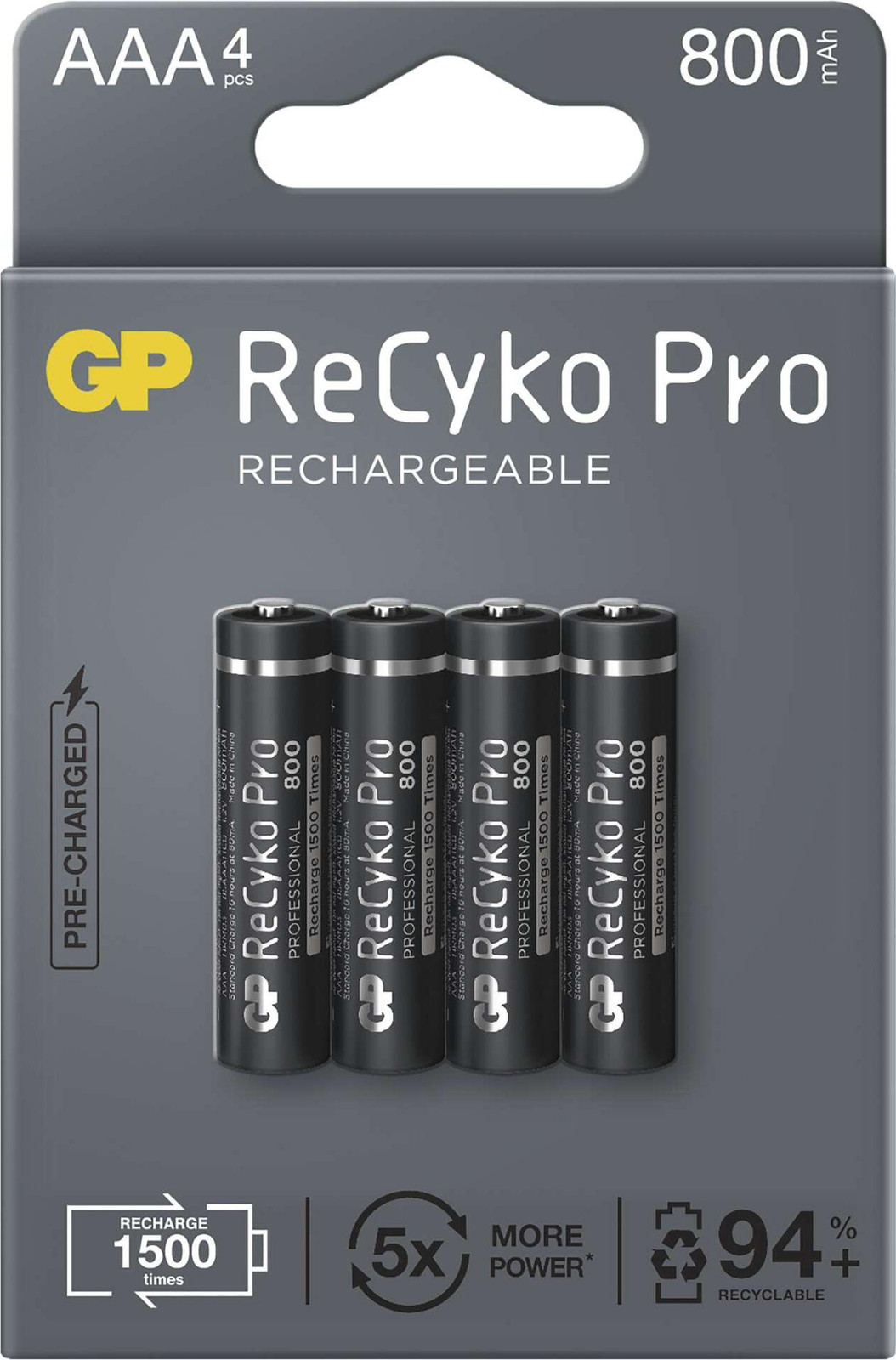 GP Batteries B22184 Oplaadbare AAA batterijen NiMH 1,2 V 800 mAh 4 stuks
