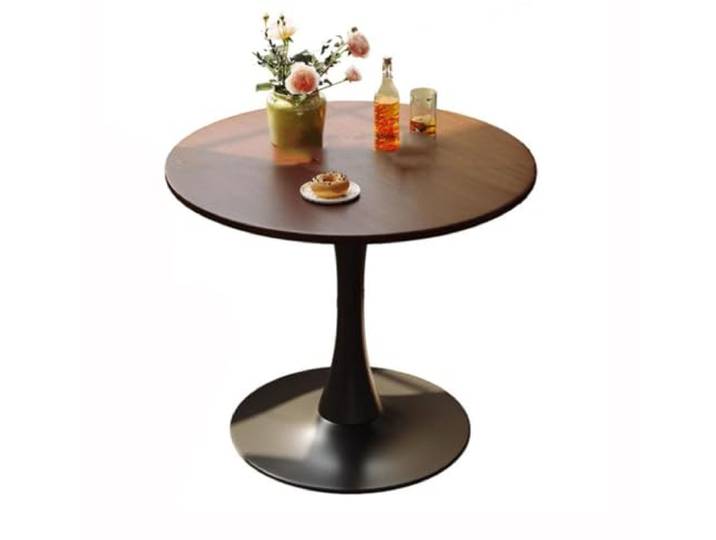 JHAISMAO Modern Rund Esstisch Tulip Tisch Mit Massivholz Tischplatte & Metall Sockel Für Esszimmer Zimmer Wohnbereich Cafe Kleiner Tisch(Size:80cm)
