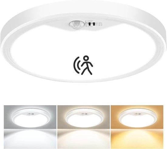 Oumida Led Plafondlamp met Bewegingssensor - Ronde Nachtlamp voor Binnen - Wit