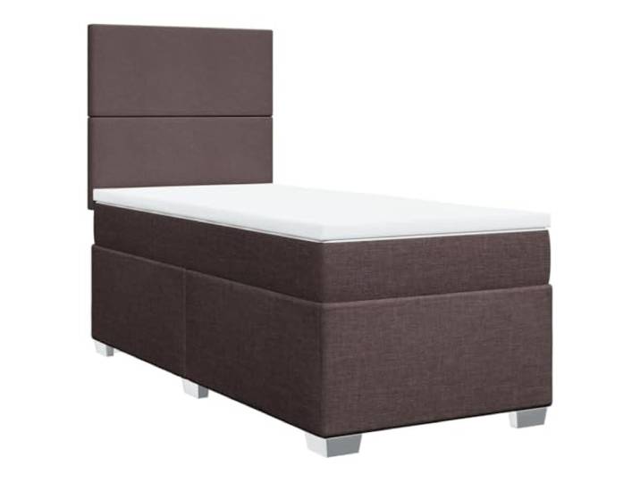 KKgypkn Boxspringbett Stoff Dunkelbraun 80x200 cm mit Taschenfederkernmatratze, höhenverstellbarem Kopfteil und Lattenrost für optimalen Schlafkomfort