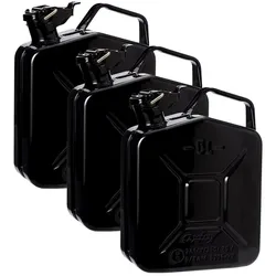 Oxid7® 3x Metall Benzinkanister 5 Liter - Schwarz