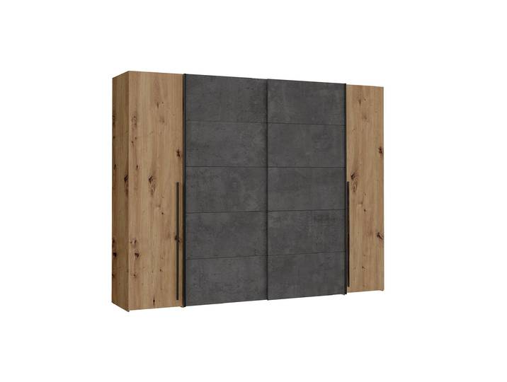 Kleiderschrank Artisan Eiche - grau - 270 cm - Schwebetüren - NARAGO