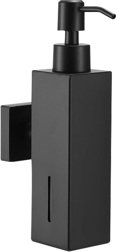 Unyqoos Wandzeepdispenser, 160 ml, zwart roestvrij staal met ABS-pompkop voor keuken en badkamer