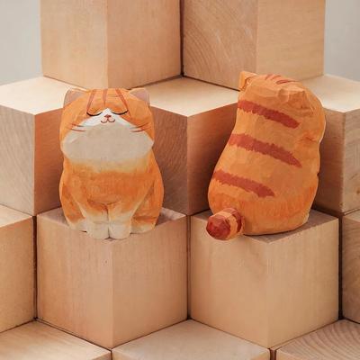 Inspire Essentials Hand Carved Wooden Cat Figurine Cute Kitten Desk Decor For Home And Car Styling 10