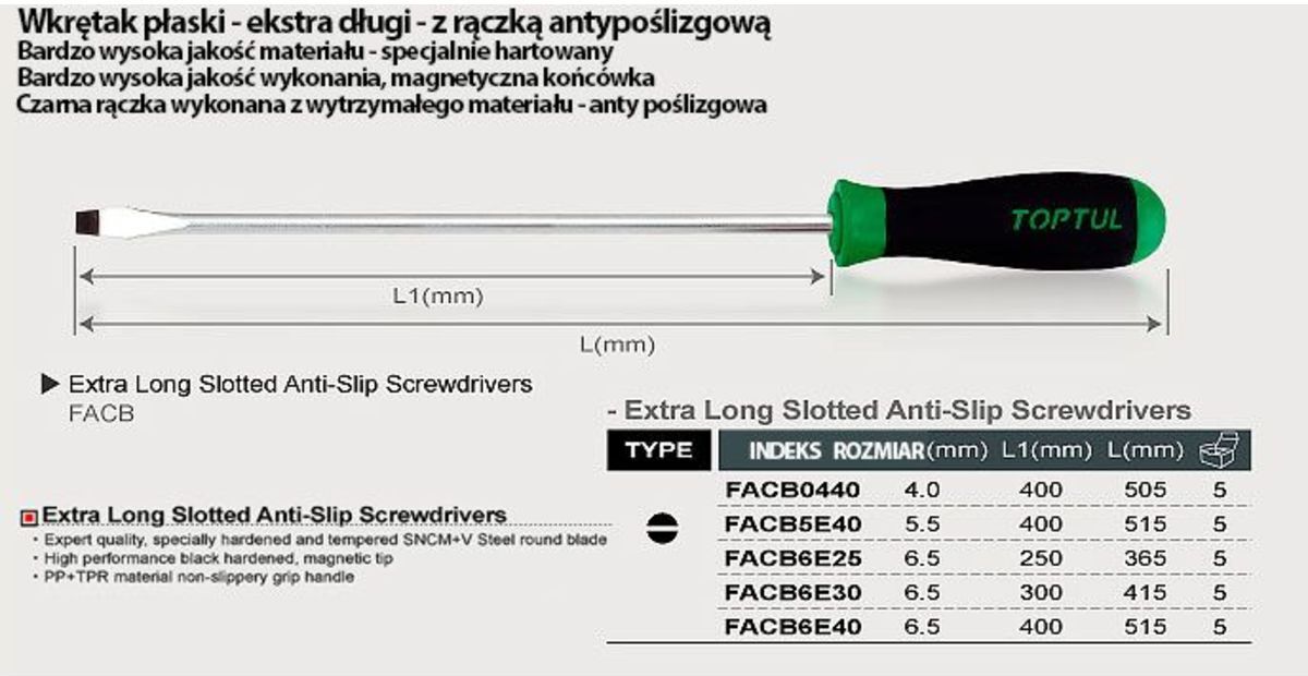 Schlitzschraubendreher TOPTUL FACB6E25