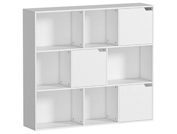 Bibliothèque étagère à compartiments ouverts et fermés CAPARICA blanche