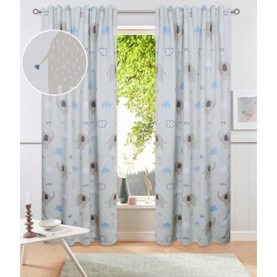 Gardine OTTO HOME "Maurrice", bunt (creme), B:130cm H:225cm, Polyester, Gardinen, Gardine, Blickdicht, Multifunktionsband, Pflegeleicht, Elefanten Design