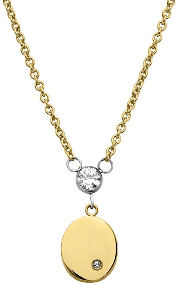 Unique Moderne Edelstahlkette mit Anhänger und Zirkonia gold
