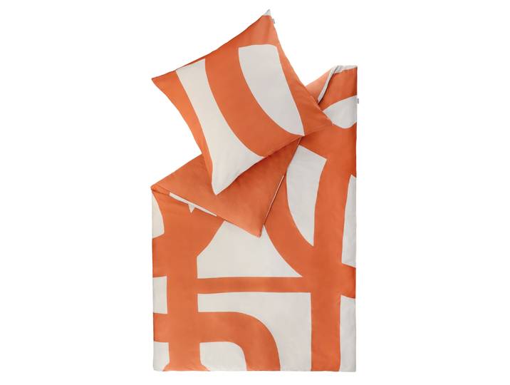 Wendebettwäsche Scribble , orange, B/L: 135cm x 200cm, Satin, B/L: 80cm x 80cm, Satin, Obermaterial: 100% Baumwolle, SCHÖNER WOHNEN-KOLLEKTION, Bettwäsche, Wendebettwäsche, aus 100% Baumwolle
