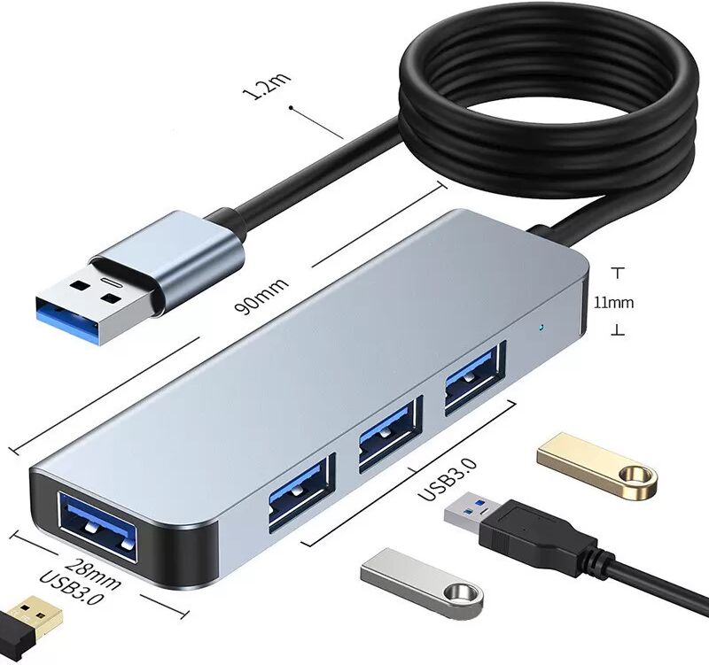 INF Hochgeschwindigkeits-USB-3.0-Hub mit 4 Anschlüssen - Schlank und effizient