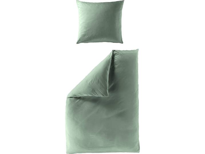 Bettwäsche BIERBAUM Elegant uni , grün, B/L: 135cm x 200cm, 1 Stk., 1 Stk., Mako-Satin, B/L: 80cm x 80cm, 2 Stk., Mako-Satin, Obermaterial: 100% Baumwolle, Bettwäsche, Bettwäsche, Mako-Satin, 100 % Baumwolle, Uni, pflegeleicht