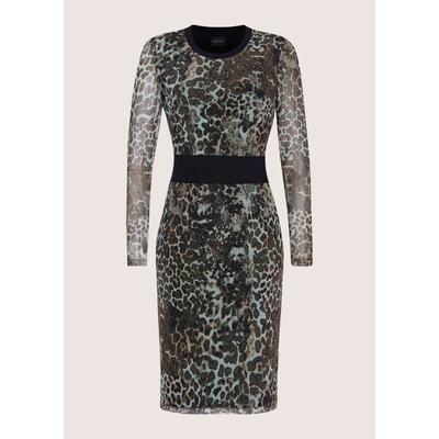 Sommerkleid MADELEINE "Etuikleid Elegantes Mesh-Kleid mit Animal-Print", Damen, Gr. 48, N-Gr, schwarz (schwarz, beige, multicolor), Obermaterial: 95% Polyester PES. 5% Elasthan EL., Modern, Kleider Sommerkleid, Mesh-Qualität